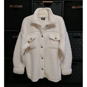 New 32 Degrees Heat Women's Cozy Shacket Plush Sherpa Cream XL/XXL Button Up